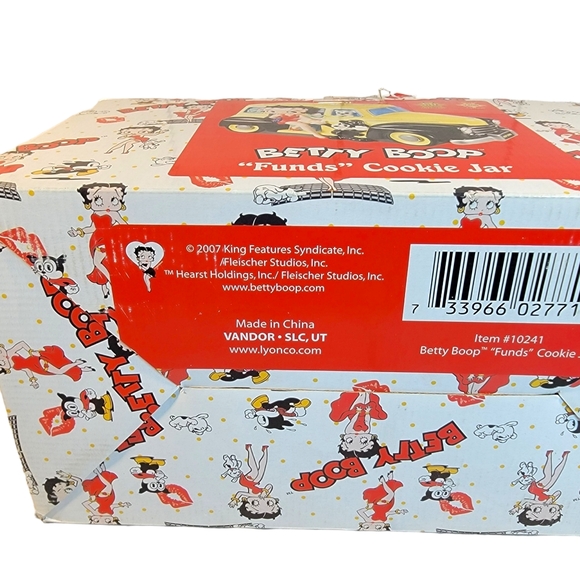 BETTY BOOP CAB CO LIMITED VANDOR 2007 CERAMIC COOKIE JAR 9" X 13" X 8'' RARE NIB - Picture 7 of 16